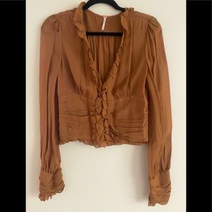 Free People Pleated Prairie Blouse (size small)
